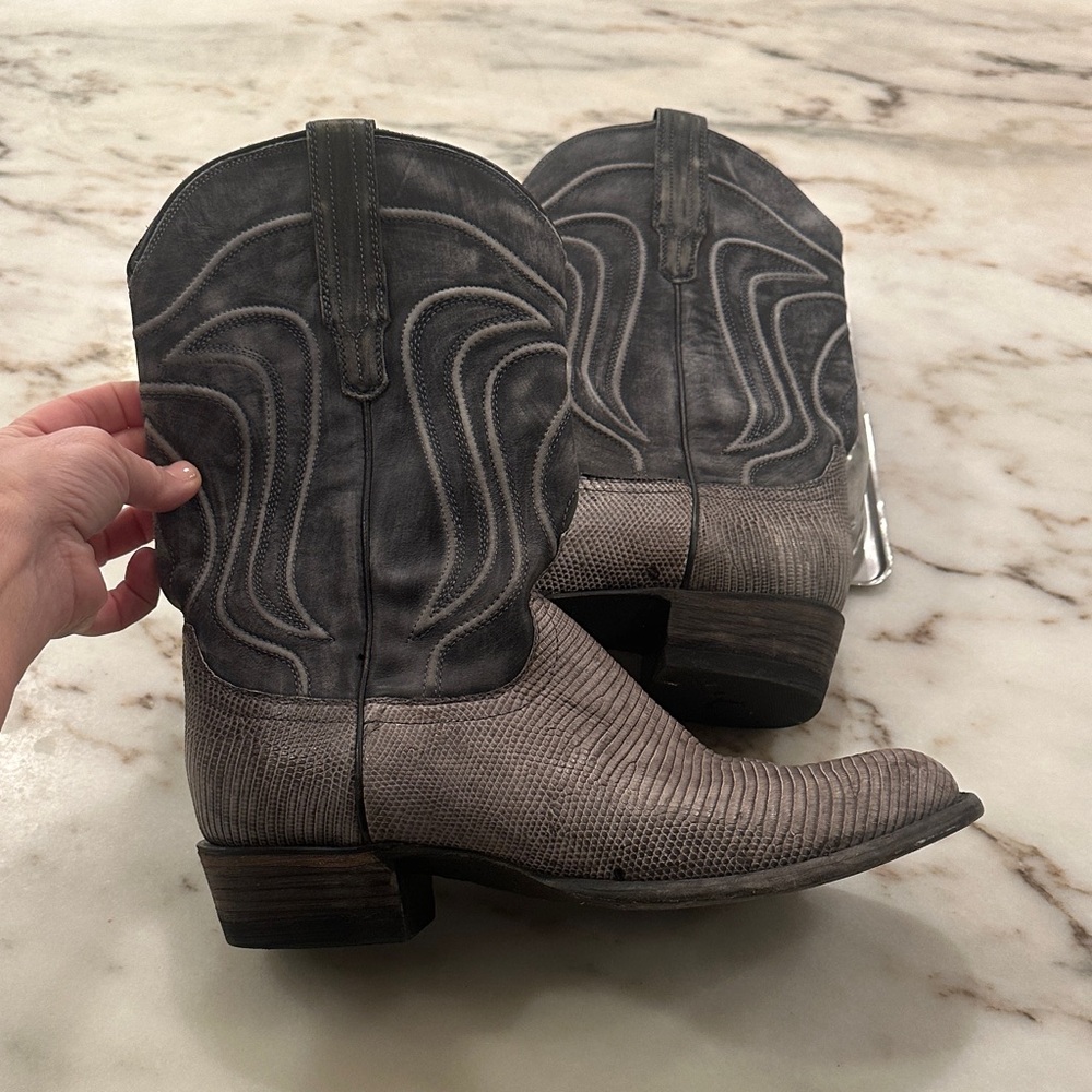 Tecovas Limited Edition Lizard Skin, Charcoal and Ash Colored Western Boots